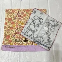 DISNEYミッキーマウス ハンドタオル&ミニーマウス タオルハンカチ2枚セット