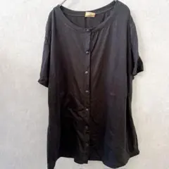 【美品】RENOVA 前開きTシャツ 【L】ブラック スナップボタン