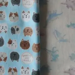 ダブルガーゼ はぎれ ハギレ 生地 ねこ キャット 恐竜 2種セット