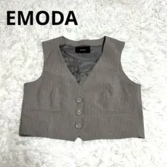 EMODA ベスト ジレ ショート丈 ストライプ グレー系 きれいめ　ショート丈