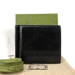 美品 GUCCI ジャンボGG マネークリップ レザー ブラックのサムネイル