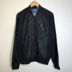 adidas総柄トラックジャケット黒Originals Mストリートトレフォイル
