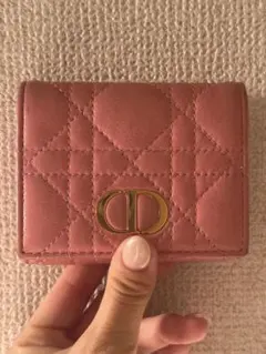 Dior ディオール 二つ折り財布 ピンク レザー ゴールド金具 箱・保存袋