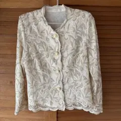 刺繍ノーカラージャケット