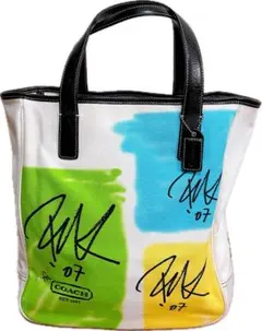 【COACH（コーチ） キャンバス×レザー ホワイト　トートバッグ 10354】