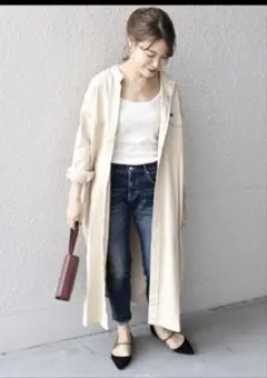 【SHIPS別注】Wrangler:ノーカラーデニムシャツワンピース