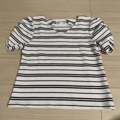 Vネック Tシャツ ボーダー M ホワイト ネイビーのサムネイル
