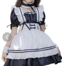 ハロウィン　子供用メイド服　黒/白エプロン　サイズ140㎝