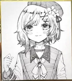 桜羽エマ　魔法少女ノ魔女裁判　まのさば　手描きイラスト　色紙