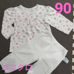 ユニクロ 花柄 ベビーパジャマ 上下セット 90