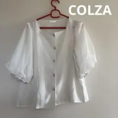 ▽COLZA　コルザ　五分袖　ブラウス　L　白　トップス　ハニーズ