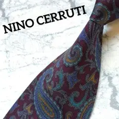 ✶NINO CERRUTI✶ネクタイ　ペイズリー　ボルドー　葡萄色のサムネイル