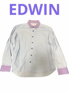 EDWIN エドウィン　水色　紫　長袖シャツ　Mサイズ　美品