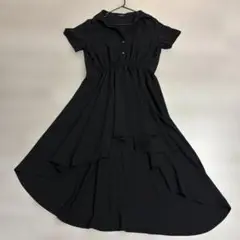 Suave ブラック 半袖 シャツワンピースM