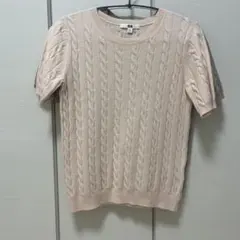ベージュ ケーブルニット 半袖セーター　2枚