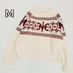 クリスマスセーター アイボリー/赤 柄編みセーター M レディースk4164のサムネイル