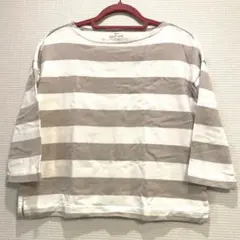 MUJI ボーダー　ボートネック 五分丈 Tシャツ　XS〜S