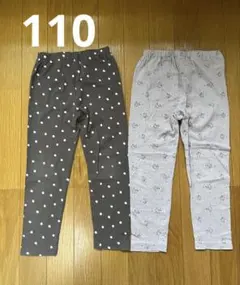 ドットと花柄 レギンス 2点セット110