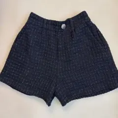 女の子150 ツイード ハーフパンツ ブラック黒 グローバルワーク