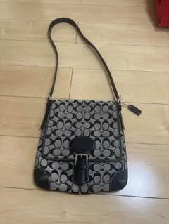 COACH ロゴ柄 ショルダーバッグ グレー/ブラック
