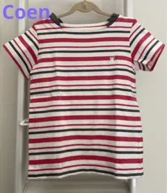 Coen 130cm カットソー Tシャツ 　ボーダー　赤　白　がーリー