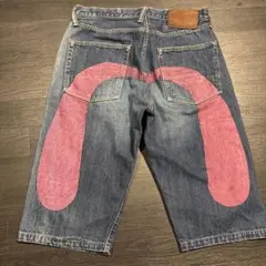 EVISU エヴィス 大黒 ピンク ビッグカモメ デニムハーフパンツ W3