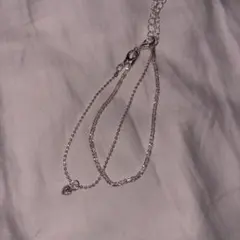 シルバー チェーンブレスレット ハートチャーム 2連