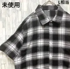 オンブレチェックシャツ ネルシャツ 半袖 サイズM ブラック 未使用 メンズ