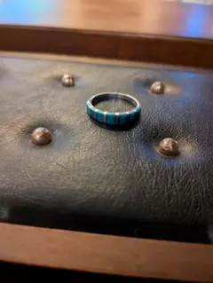 シルバー925 ターコイズストライプリング 13号