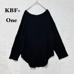 KBF+ バックオープン ニット ダメージ加工 黒 長袖 プルオーバー 無地