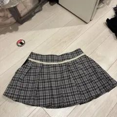SHEIN 黒と白のチェック プリーツスカート