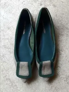 【極美品】オデットエオディール チェック柄 ポインテッドトゥ バレエシューズ