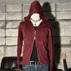 グランジ　ダブルジップ　パーカー　ニット　ストリート　Y2K ダークコア