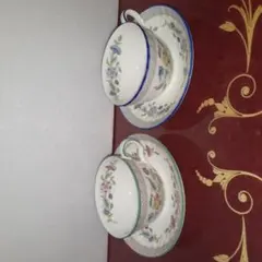 ミントン ハドンホール トレリス カップ&ソーサー ２客グリーン&ブルー