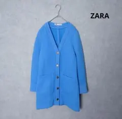 美品 ZARA ザラ カーディガン ノーカラー 羽織り 金ボタン 長袖 ミドル丈