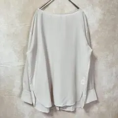 【美品】オペークドットクリップ リネンライク 長袖 ブラウス シャツ ピンク M