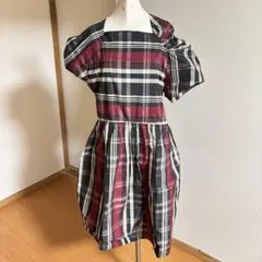 赤チェック変形ワンピース　M-Lサイズ
