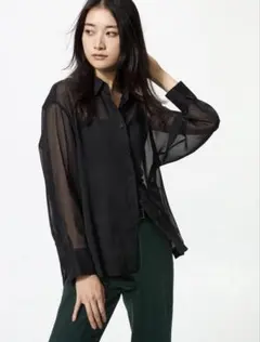 【新品未使用】UNIQLO シアーシャツ 長袖 L