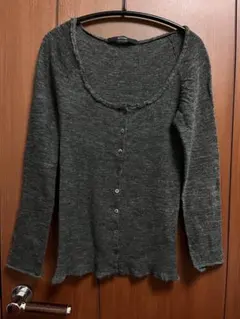 【MACPHEE】グレー ニット カーディガン 長袖