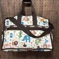 LeSportsac レスポボストンバッグ 動物柄 英語表記アニマル　鍵付き