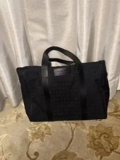 A4可 美品 ブルガリ キャンバス トートバッグ ロゴマニア ロゴ型押し 黒