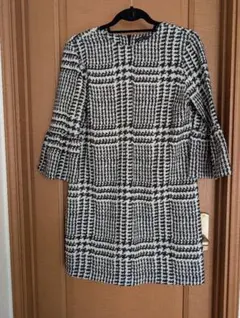 ZARA WOMAN チェック柄フレアスリーブワンピース