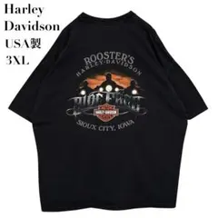 【USA製】ハーレーダビッドソン Tシャツ 半袖 両面プリント 黒 3XL 古着