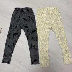 キッズレギンス ミッキー柄 花柄 2点セット　110