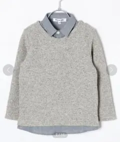 GLOBAL WORK シャツ レイヤード スウェット グレー