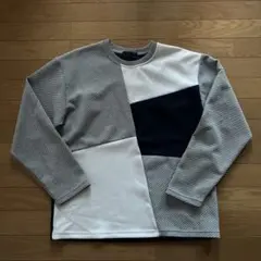 パッチワークデザイン 長袖シャツ