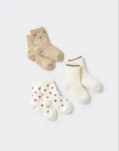 ユニクロ【新品未開封】ソックス ３足組　（ベージュ）　サイズ：９～12cm　ア