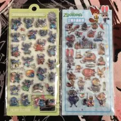 スティッチ ズートピア ボンボンドロップシール ぷっくりシール　2セット