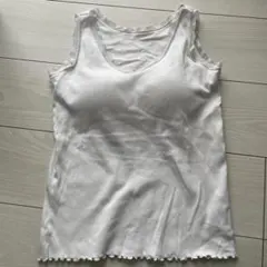 ホワイト レース付きタンクトップ ブラカップ付き　Mサイズ