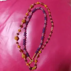 個人です❣️個性派✨⭕紫オレンジビーズ 2連ネックレス ２点